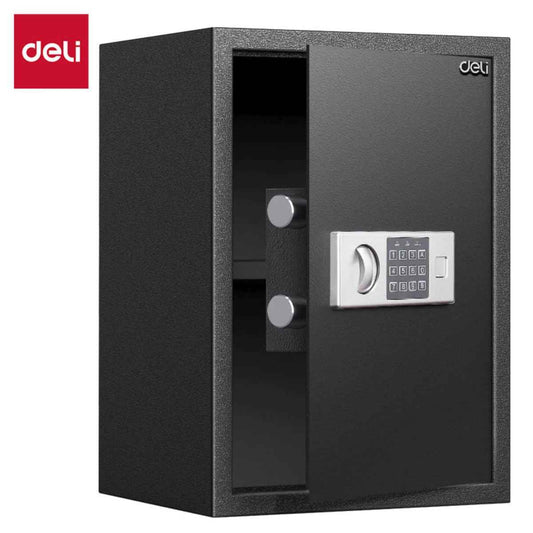 Deli T525 Fireproof Safe, Digital Safe Box with Key  Full Metal Body 13.7kg (50×35×31cm) Black