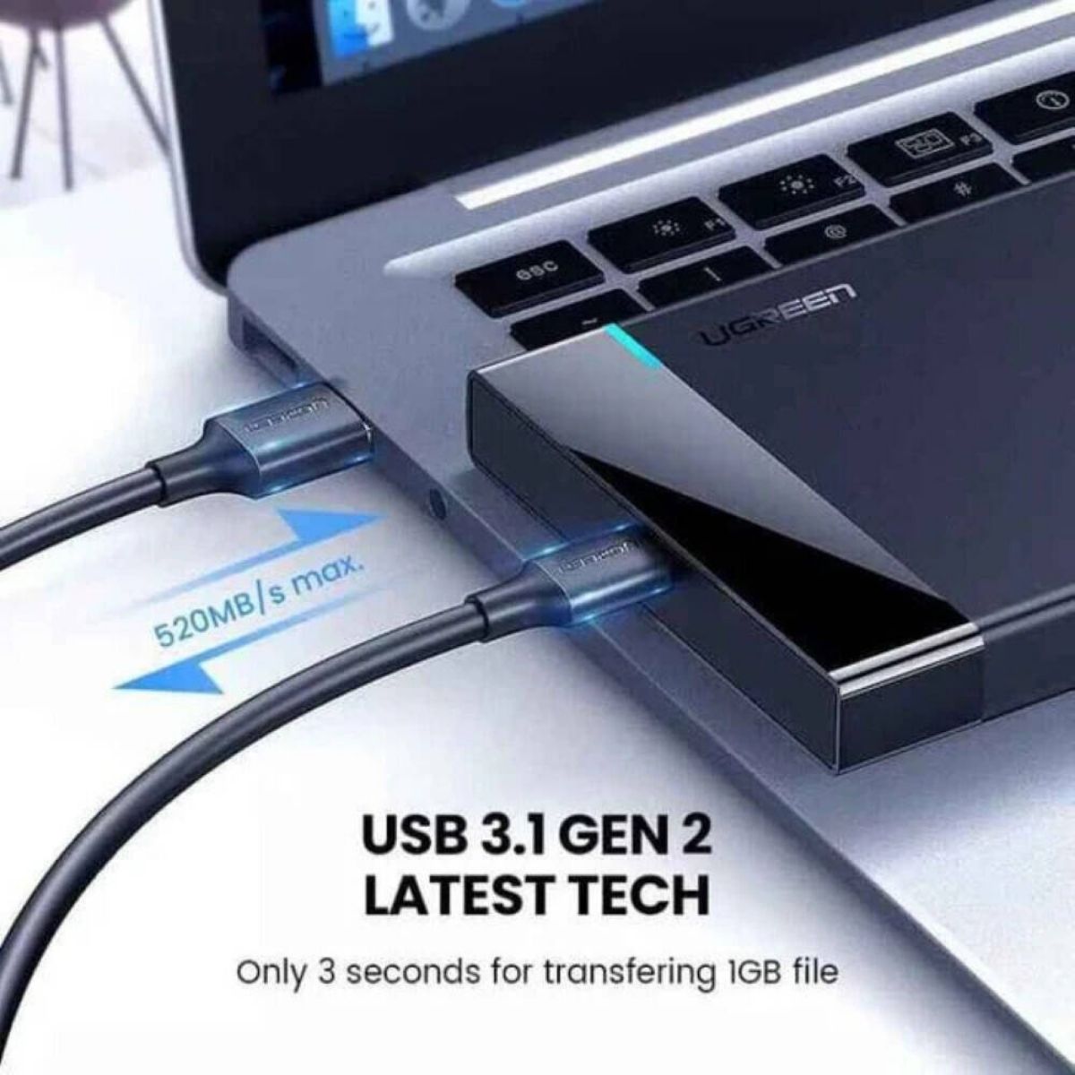 UGREEN 60735 SATA External Hard Drive Enclosure | 2.5-Inch HDD &amp; SSD | USB-C | Up to 6Gbps | USB 3.0