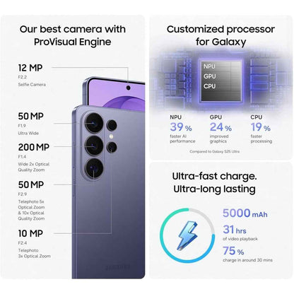 Samsung Galaxy S26 Ultra – AI Smartphone, 12GB RAM, 256GB/512GB Storage, 200MP Camera, 5000mAh Battery, UAE Version, 1 Year Warranty