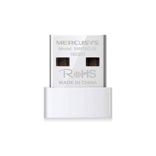MERCUSYS MW150US N150 Wi-Fi 4 Nano USB Adapter | 150 Mbps 2.4 GHz | USB 2.0 | Soft AP Mode | WPA3 | White