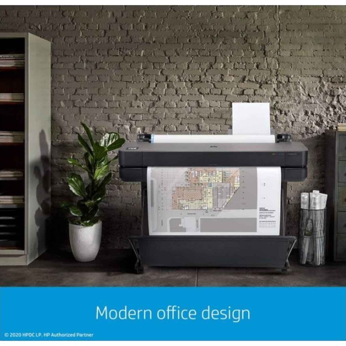 HP DesignJet T630 36-inch Large Format Wireless Plotter Printer in Modern Office Design | 5HB11A