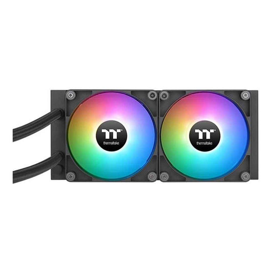Thermaltake TH240 V2 Ultra ARGB Sync AIO Liquid CPU Cooler – 2×120mm PWM Fans, 2.1" LCD Display, 57.05 CFM, Black | CL-W383-PL12SW-A