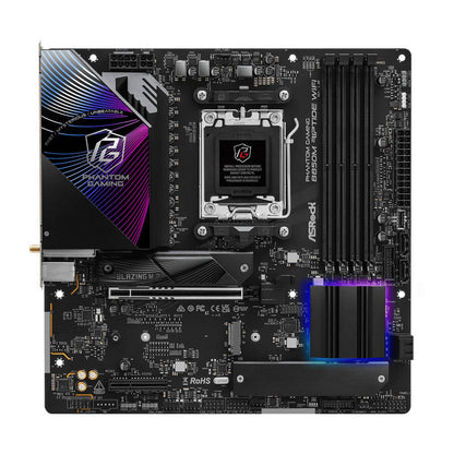 ASRock B850M Riptide WiFi AM5 ATX Motherboard, AMD B850 Chipset, 4x DDR5 DIMM Slots, 256GB Max Memory, 1x PCIe 5.0 x16 Slot, 3x M.2 Slots, Black | 90-MXBS30-A0UAYZ