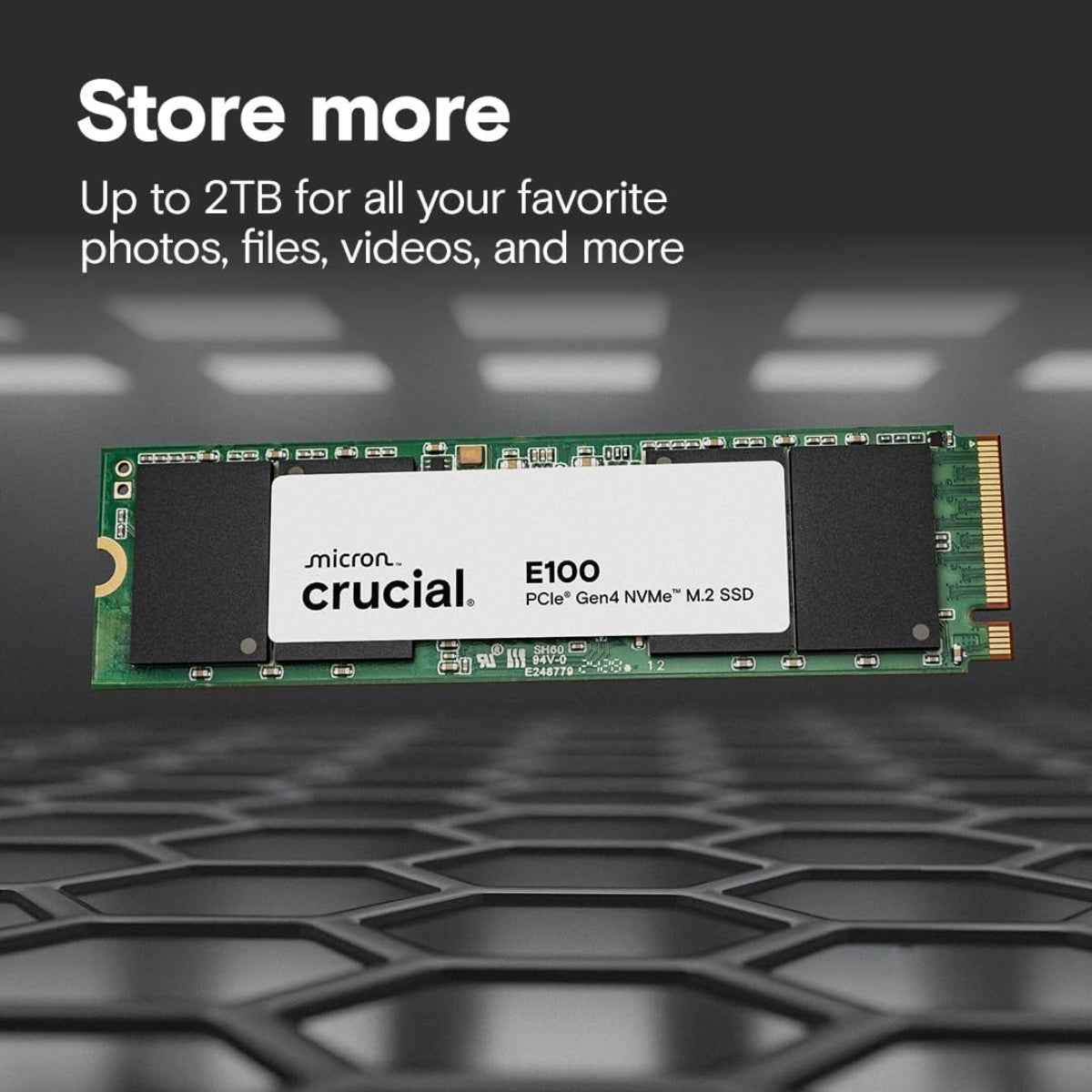 Crucial E100 SSD M.2 NVMe PCIe Gen4 Internal SSD, Up to 4,700MB/s, Laptop & Desktop Compatible