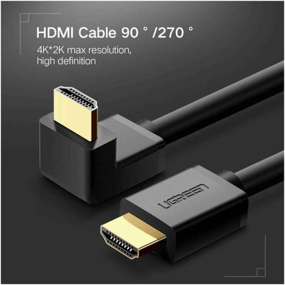 UGREEN  HD103 HDMI Cable V2.0 Right Angle 90° – High-Speed HDMI Cable (Black)