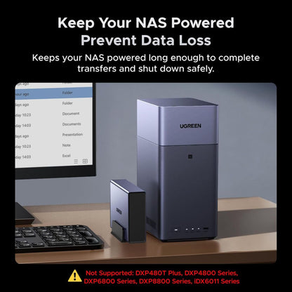 UGREEN NAS UPS US3000 | 120W DC Battery Backup | 12000mAh Lithium-Ion Battery | Zero-Second Power Transfer