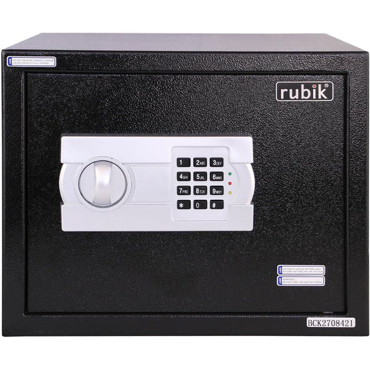 Rubik Large Safe Box with Digital Keypad & Key Lock – 30x38x30cm, Black / White | RB30EG-B / RB30EG-W