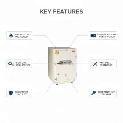 Valberg FRS-66 KL Fire Resistant Safe, 2 Key Locks, 75kg - Office  Dual Key Locks, White