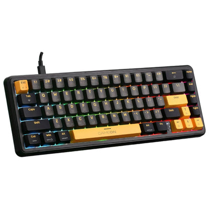 GAMEON GOMGK68-RS MAGPRO 60% Magnetic Mechanical Gaming Keyboard | 67 Keys | Outemu Crystal Pink | RGB | English & Arabic | USB-C | Black/Yellow | GOMGK68-RS