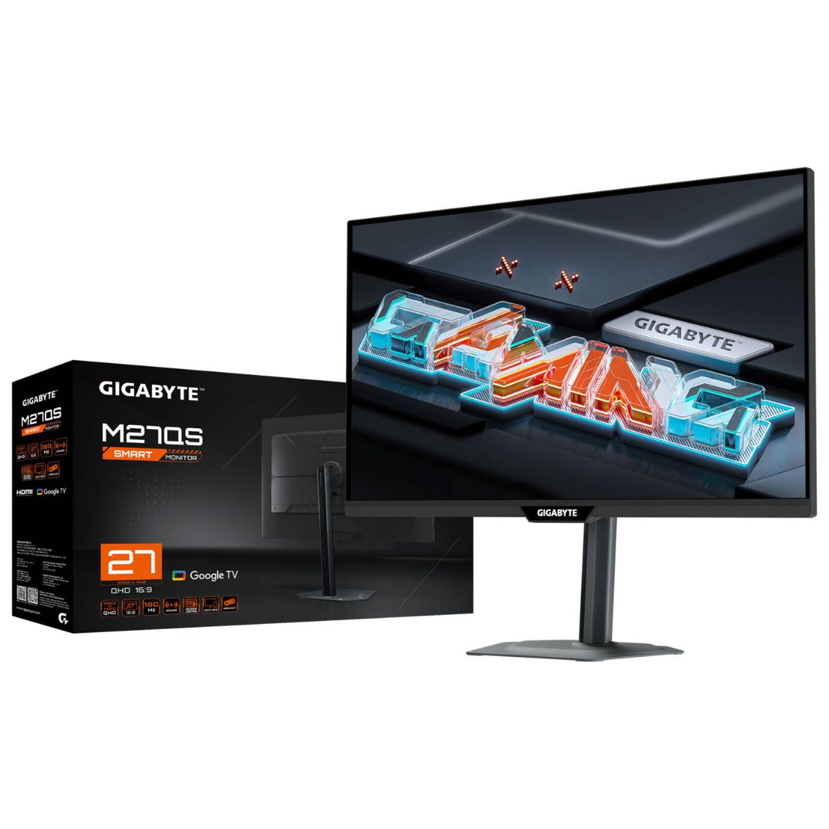 Gigabyte M27QS 27" Gaming Monitor – QHD, 180Hz, 1ms (GTG), SS IPS, HDR400, FreeSync &amp; G-SYNC Compatible (Black)