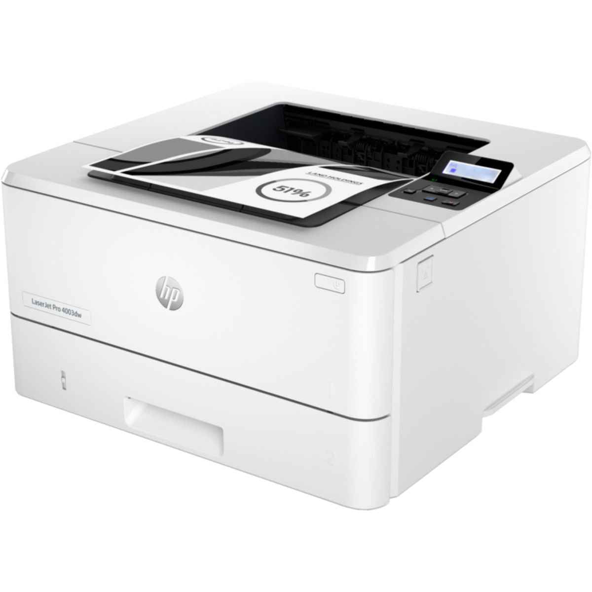 HP LaserJet Pro 4003dw A4 Laser Printer, LCD Display, Up to 40ppm Print Speed, 1200x1200 dpi Resolution, Up to 80000 Pages Duty Cycle, USB,Ethernet,Wi-Fi, White | 2Z610A