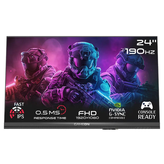 GAMEON GOM24FHD190IPSX Midnight Pro X Series 24" FHD, 190Hz, MPRT 0.5ms, HDMI 2.1, Fast IPS Gaming Monitor (Supports PS5) without Stand - Black