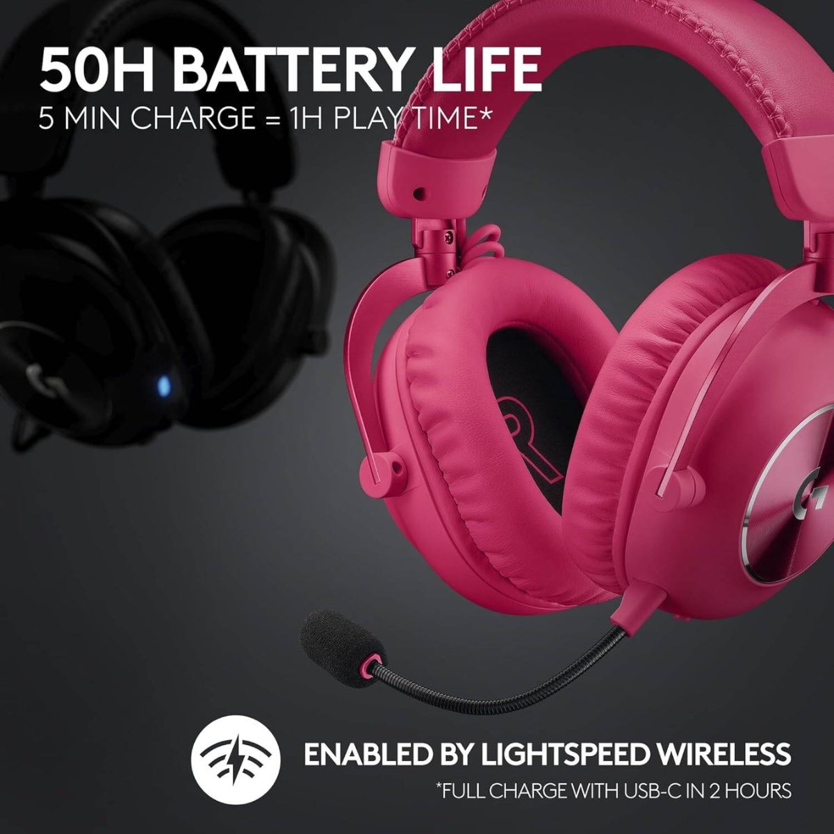 Logitech G PRO X 2 LIGHTSPEED Wireless Gaming Headset – 50mm Graphene Drivers, DTS:X 7.1, Bluetooth/USB/3.5mm