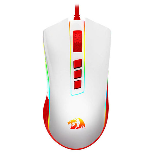 Redragon Cobra Cherry M711C Gaming Mouse, 12400 DPI, RGB, 7 Programmable Buttons, Pixart Sensor, White/Red
