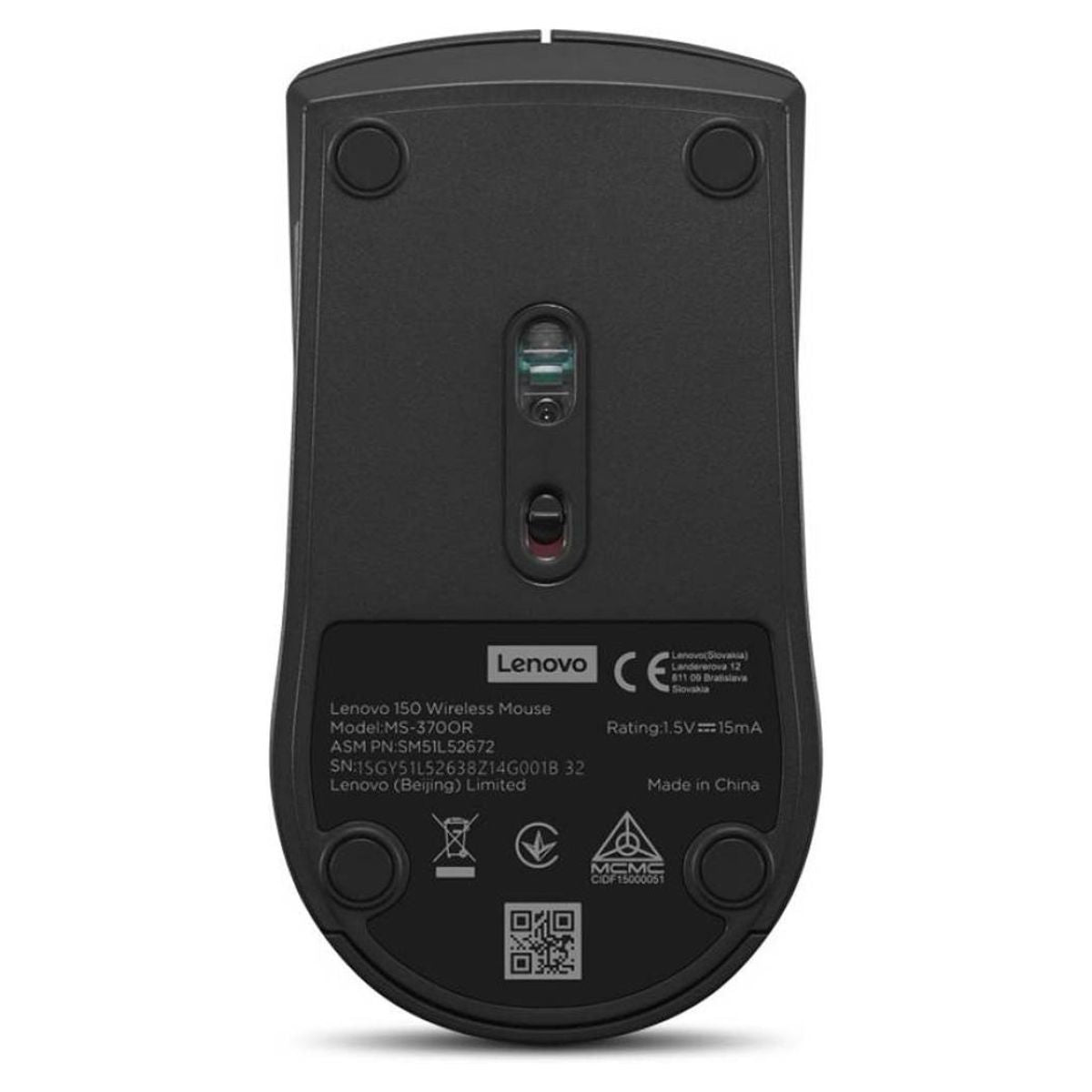 Lenovo 150 Wireless Mouse | 1000 DPI | 3 Buttons | 2.4GHz Wireless | USB-A Receiver | Black | GY51L52638