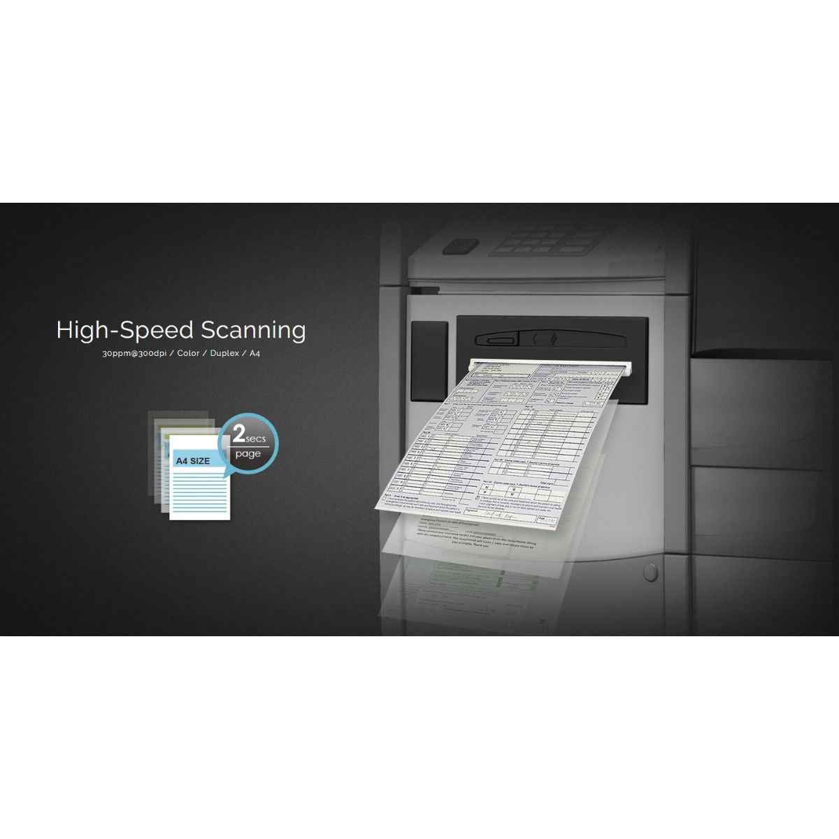 Plustek VTM 300 Scanner, High-Speed Scanning 30ppm, 300dpi, Color, Duplex, A4, Optical Resolution 600 dpi | VTM 300