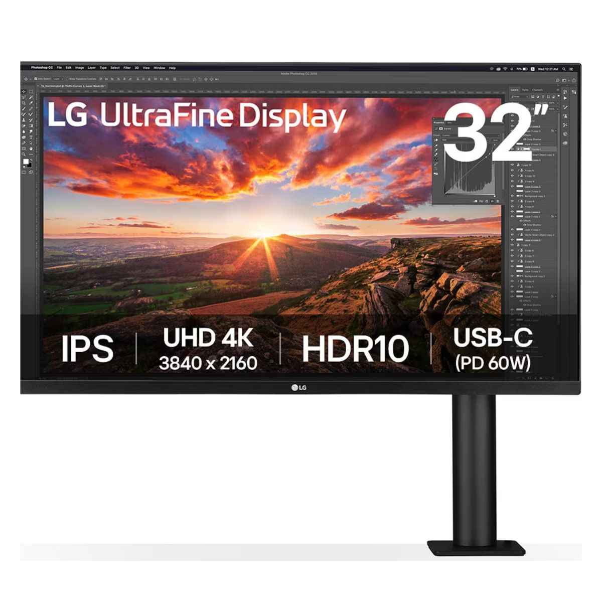 LG 32UN880K-B Ergo Monitor – 31.5" UHD 4K IPS Display, HDR10, USB-C, Ergo Stand
