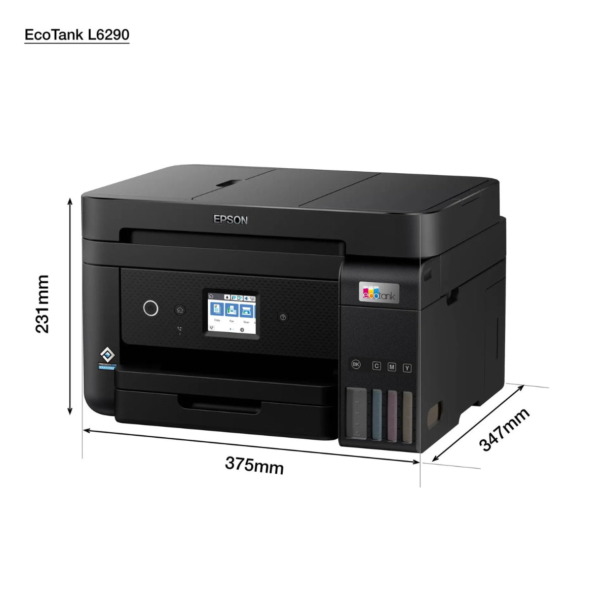 Epson EcoTank L6290 A4 Wi-Fi Duplex All-in-One Ink Jet Printer, 4800 x 1200 dpi Resolution, 15.5ipm Print Speed, 7500 Pages, LCD Screen, ADF Capability, Spill-free Ink Refilling, Black | L6290