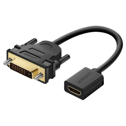 UGREEN 20118 DVI Male to Female HDMI Adapter | 1080P Full HD | Bi-Directional | 22cm | Black