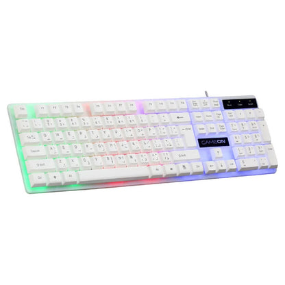 GAMEON GO21KM-W Dominion Wired Keyboard & Mouse Combo | 104 Keys | English & Arabic | Rainbow Backlight | 1600 DPI | 3-Button Mouse | White | GO21KM-W