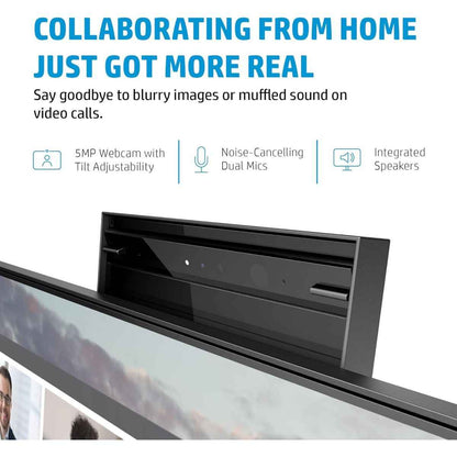 HP E24m G4 Monitor, 23.8" FHD IPS Display, 75Hz Refresh Rate, 5ms GtG Response Time, 5 Mega-Pixel Webcam, 25 Degrees Tilt Adjustability, Built-In Speakers & Echo-Cancelling Dual Mics, Black