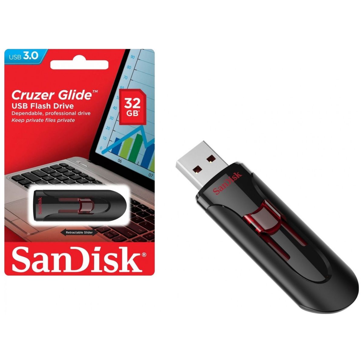 SanDisk 32GB Cruzer Glide USB 3.0 Flash Drive | Jump Drive | Pen Drive | SDCZ600-032G-G35