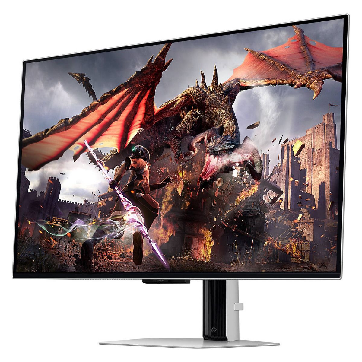 Samsung Odyssey G8 32" 4K UHD OLED Gaming Monitor, 240Hz, 0.03ms, HDR10+, FreeSync, Smart Features, Silver | LS32DG802SMXUE