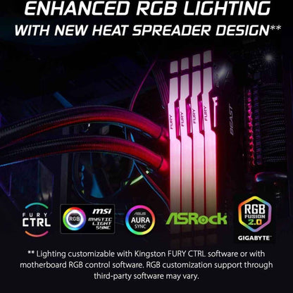 Kingston FURY Beast RGB 64GB DDR5 Desktop Memory Kit | 6000MT/s Memory Speed | CL36 Latency | Dual Channel Kit | Intel XMP 3.0 &amp; AMD EXPO Ready | Black | KF560C36BBE2AK2-64