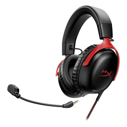 HyperX Cloud III Wired Gaming Headset, 53mm Drivers, DTS Spatial Audio, Noise-Cancelling Mic, Multi-Platform, Black/Red