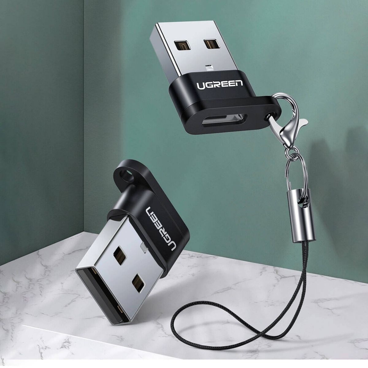 UGREEN US280 USB-C Female to USB-A 2.0 Male Adapter | 480Mbps | Aluminum Alloy | Black | 50568