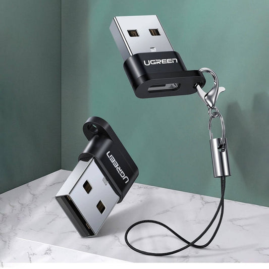 UGREEN US280 USB-C Female to USB-A 2.0 Male Adapter | 480Mbps | Aluminum Alloy | Black | 50568