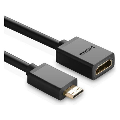 UGREEN 20137 Mini HDMI Male to HDMI Female Cable Adapter | 22cm | 4K @ 60Hz | 10Gbps | 3D | Audio-Video Sync | Black