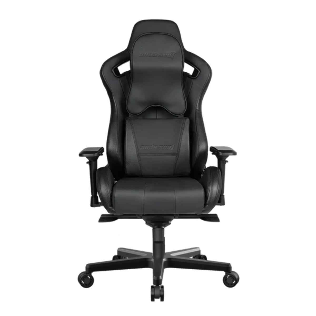 AndaSeat Dark Knight Premium Gaming Chair, Frog seat tray big memory lumbar pillow big memory headrest pillow 65mm casters black aluminum base, carbon pvc - Black