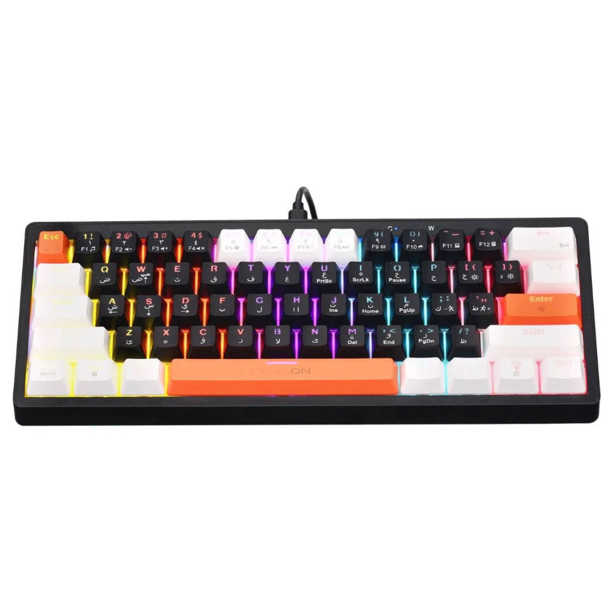 GAMEON GOMK60-RS AEROX 60% Mechanical Gaming Keyboard | 61 Keys | Red Switch | English & Arabic | RGB | 22-Key Anti-Ghosting | USB-C | GOMK60-RS