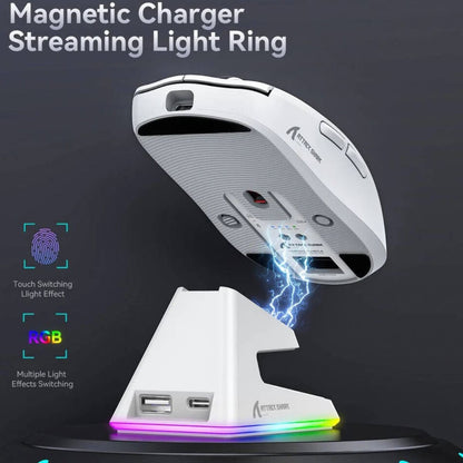 ATTACK SHARK X6 Wireless Gaming Mouse | PAW3395 | 26,000 DPI | 650 IPS | Tri-Mode | Charging Dock