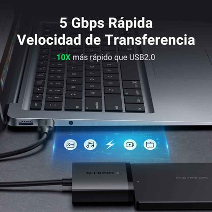 UGREEN USB 3.0 to SATA Hard Drive Adapter, 5Gbps Data Transfer Rate, Supports SSD/HDD up to 12TB, Wide Compatibility, Black | 60561