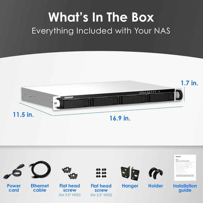 QNAP TS-464eU-8G 1U 4-Bay Rackmount NAS – Intel® Celeron®, 2.5GbE, NVMe, HDMI | 3 Years Warranty