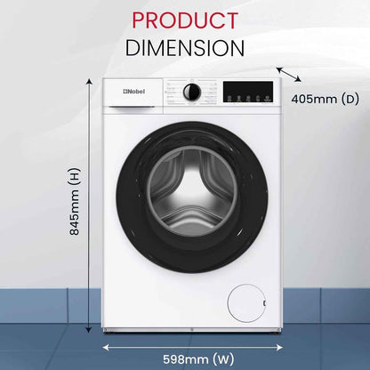 Nobel NWM770 6kg Inverter Washing Machine Silver Color— BLDC Motor, 1200 rpm, 12 Programs, Intelligent Washing
