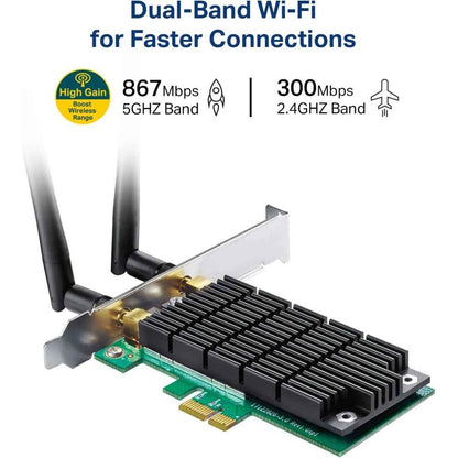 TP-Link Archer T4E AC1200 PCIe WiFi Card, Dual-Band Wireless PCI Express Adapter, Beamforming Technology, Low Profile Design, Heat Sink Technology | Archer T4E