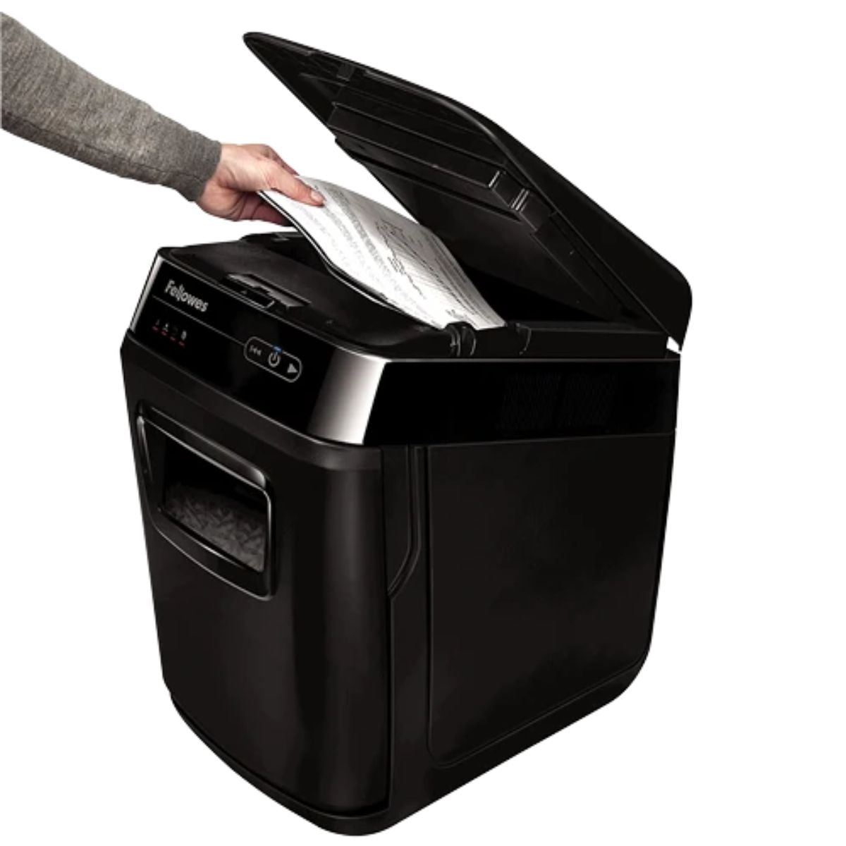 Fellowes AutoMax 150C Cross-Cut Paper Shredder | 150-Sheet Auto Feed | P-4 | 32L Bin | SilentShred | 4680001