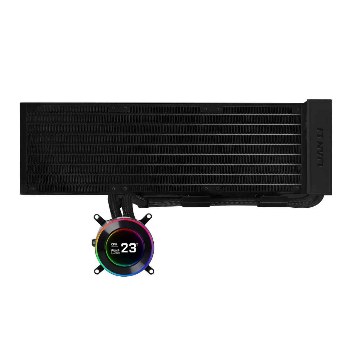 Lian-Li HydroShift II LCD-C 360CL Liquid CPU Cooler – 2.1" IPS Display, 2500 RPM Pump, No Fans Included, Aluminum Radiator | Black | GHS2LCD36B