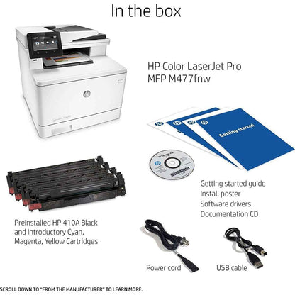 HP M283fdn Color LaserJet Pro MFP, Print speed up to 22 ppm (black & color), Up to 600 x 600 dpi, Up to 50 sheets feeder capacity, Print, copy, scan, fax | 7KW74A
