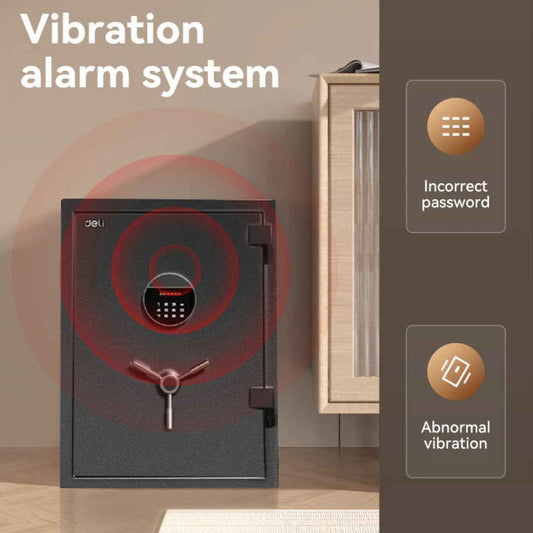 Deli T600 Fireproof Safe, Digital Security Safe Box for Home & Office, Heavy-Duty 1-Hour Fireproof Steel Safe 36kg (50×36×35cm) Dark Grey