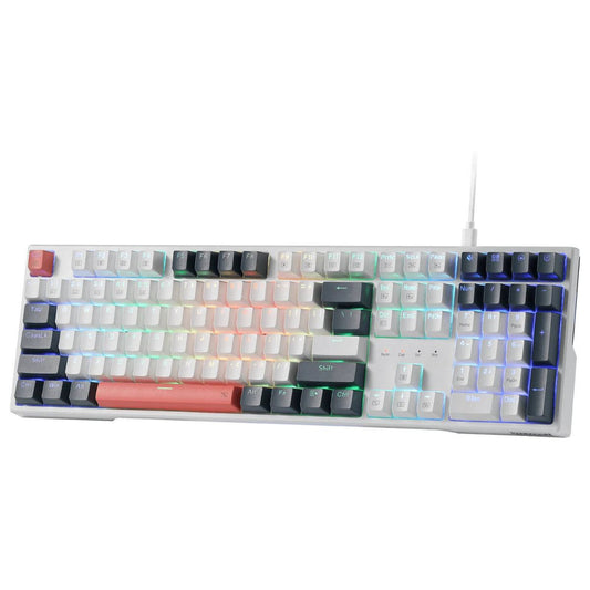 Redragon Trundle K668WBO RGB Full Size Mechanical Gaming Keyboard – 108 Keys, Hot-Swappable Red Switches, RGB, White (English Layout)