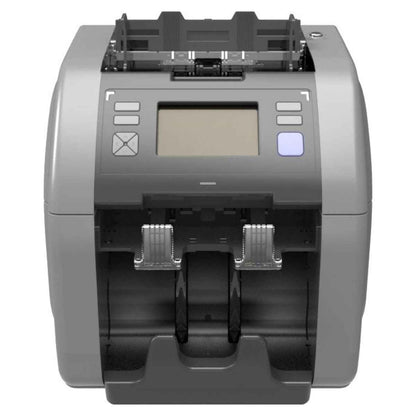 Hitachi IH-110 Cash Counting & Sorting Machine With Counterfeit Detection Technologies, 4.3" Full Color Touch Screen, Dual Pocket, Dual CIS, Fitness Sorter With 25 Currencies, Gray | IH-110