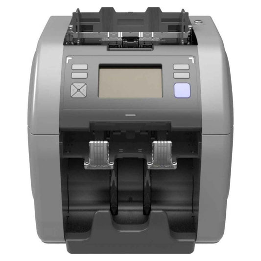 Hitachi IH-110 Cash Counting & Sorting Machine With Counterfeit Detection Technologies, 4.3" Full Color Touch Screen, Dual Pocket, Dual CIS, Fitness Sorter With 25 Currencies, Gray | IH-110