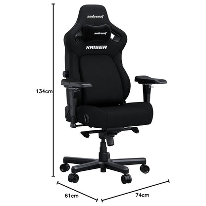 AndaSeat Kaiser 4 L Gaming Chair | Black Linen Fabric | 5D Armrests | Pop-Out Lumbar Support | 135° Recline