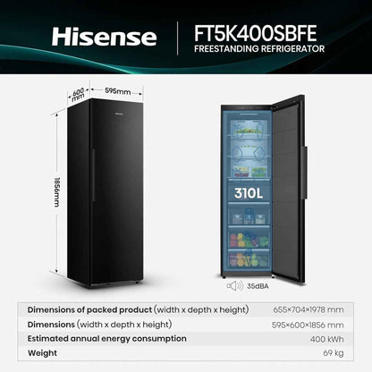Hisense 400L Gross/310L Net Upright Freezer/Convertible Fridge – FT5K400SBFE, Inverter Compressor, Total No Frost