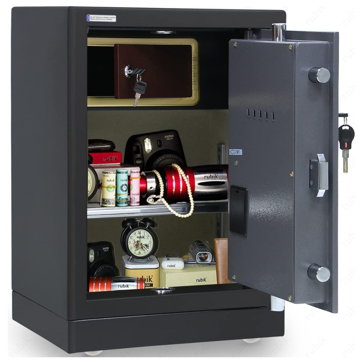 Rubik Large Executive Digital Safe Box, Dual Security Lock (60x40x35cm) Black/Grey - RB53XTD