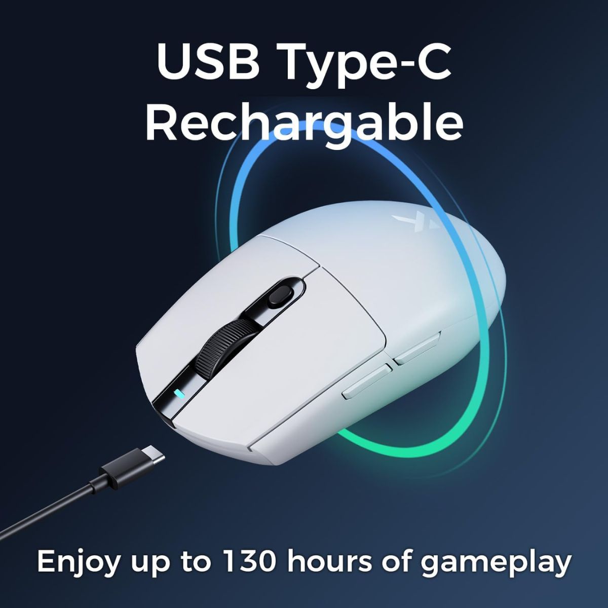 MCHOSE G3 Wireless Gaming Mouse | PAW3311 Sensor | 12,000 DPI | Tri-Mode Connection | 1K Polling Rate | 64g Lightweight Design | 170H Battery | White | MC-G3V2-4